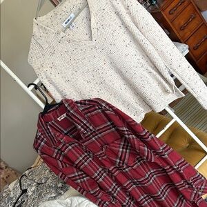 William Rast Red Plaid and Cream Speckled Button Down Shirts